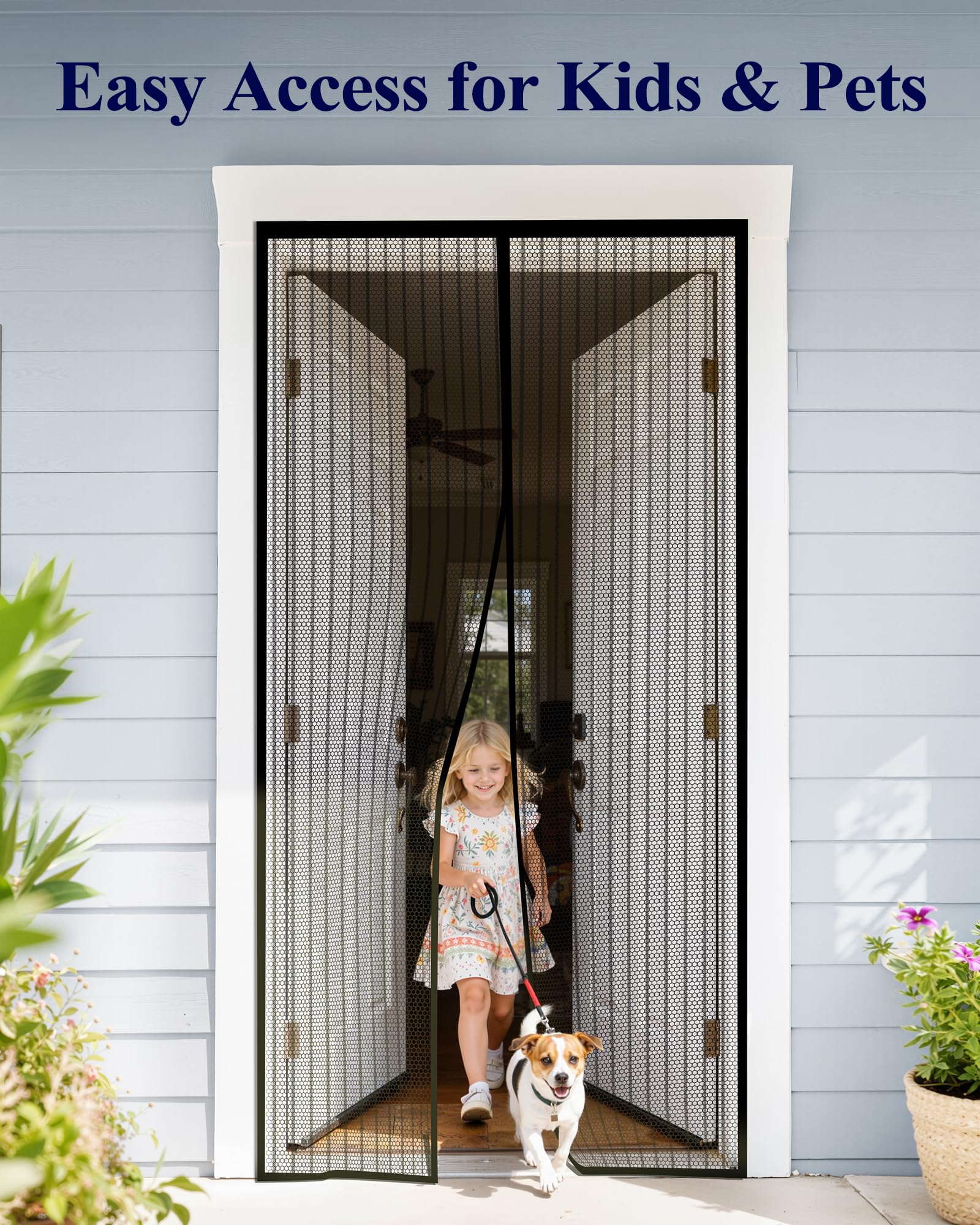 Kitsure Magnetic Screen Door - 38.0'' x 82.0'' Retractable Screen Door Mesh for - product photo
