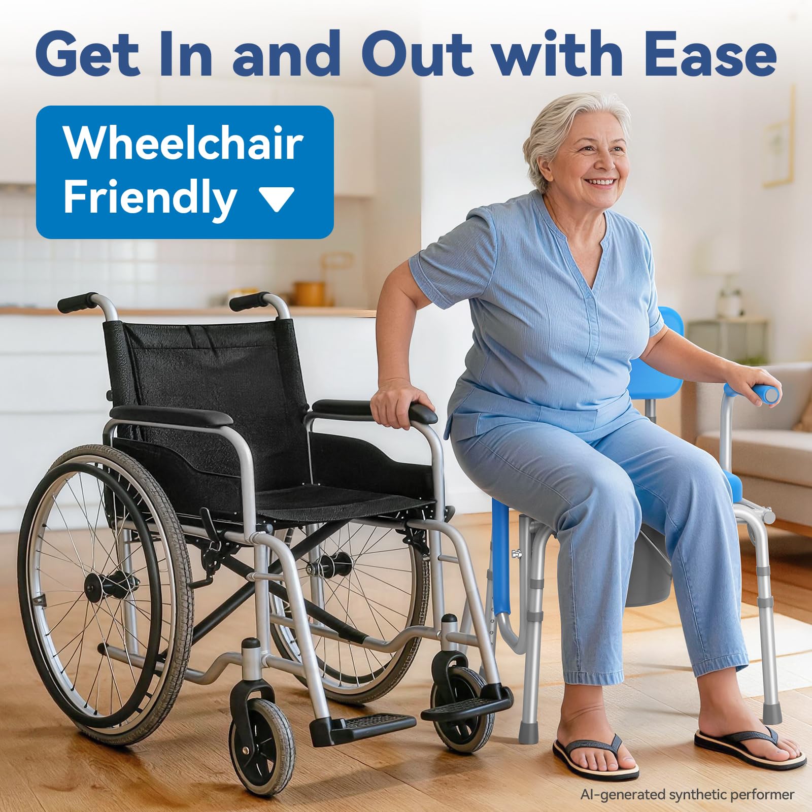 Loyoda 3-in-1 Drop Arm Commode Chair - Blue -4 Loyoda 3-in-1 Drop Arm Commode Chair - Blue -4
