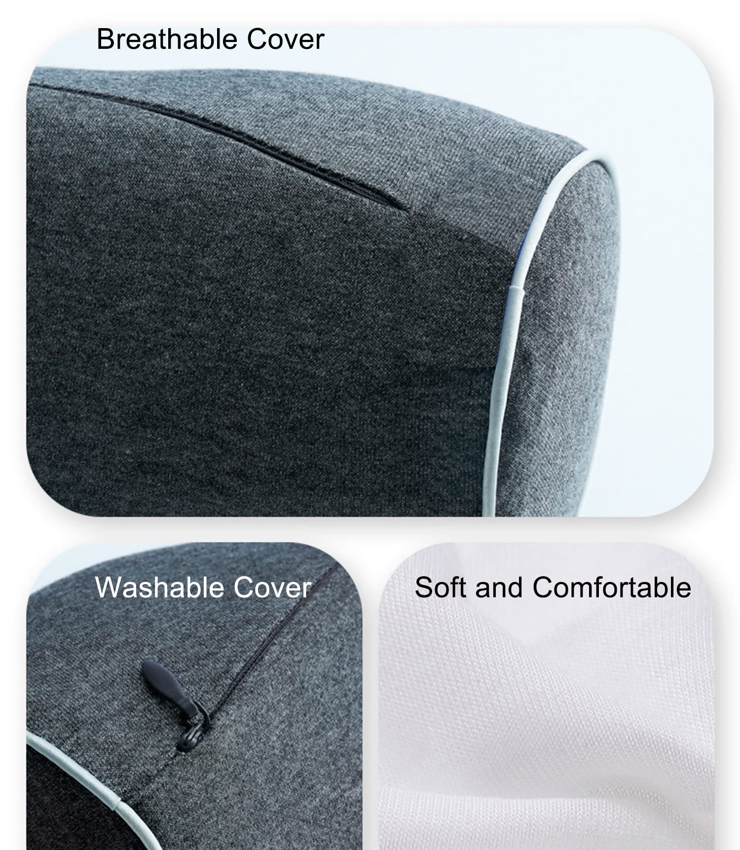 WAHAH Portable CPAP Pillow Support for Back and Side Sleepers - Memory Foam Pillow with Washable Cover, Small-Sized Ideal for Travel (Small, Grey)