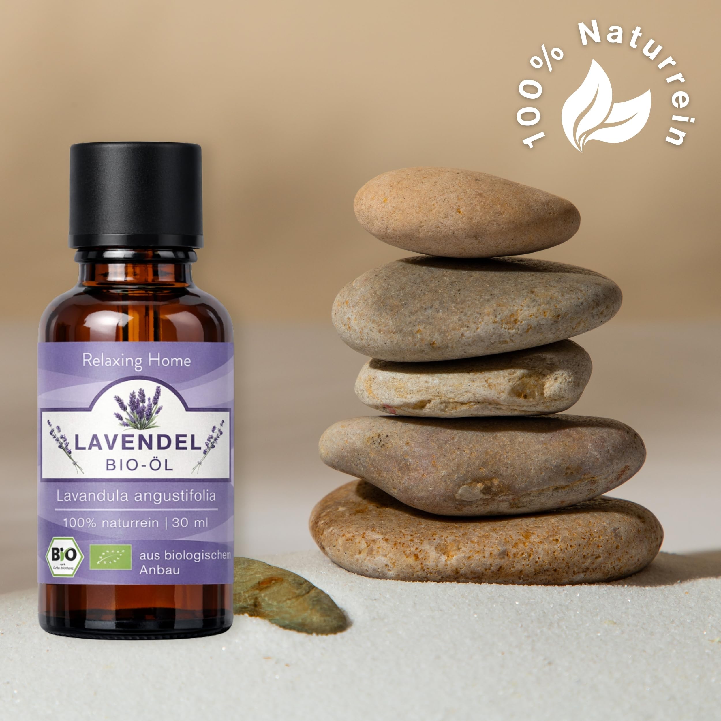 Bio Lavendelöl ätherisch 100% naturrein – 90ml Ätherisches Öl (Lavandula Angustifolia) für Diffuser, Aromatherapie & Raumduft – inkl. Stoffbeutel und Roll On Flasche (3er Pack)