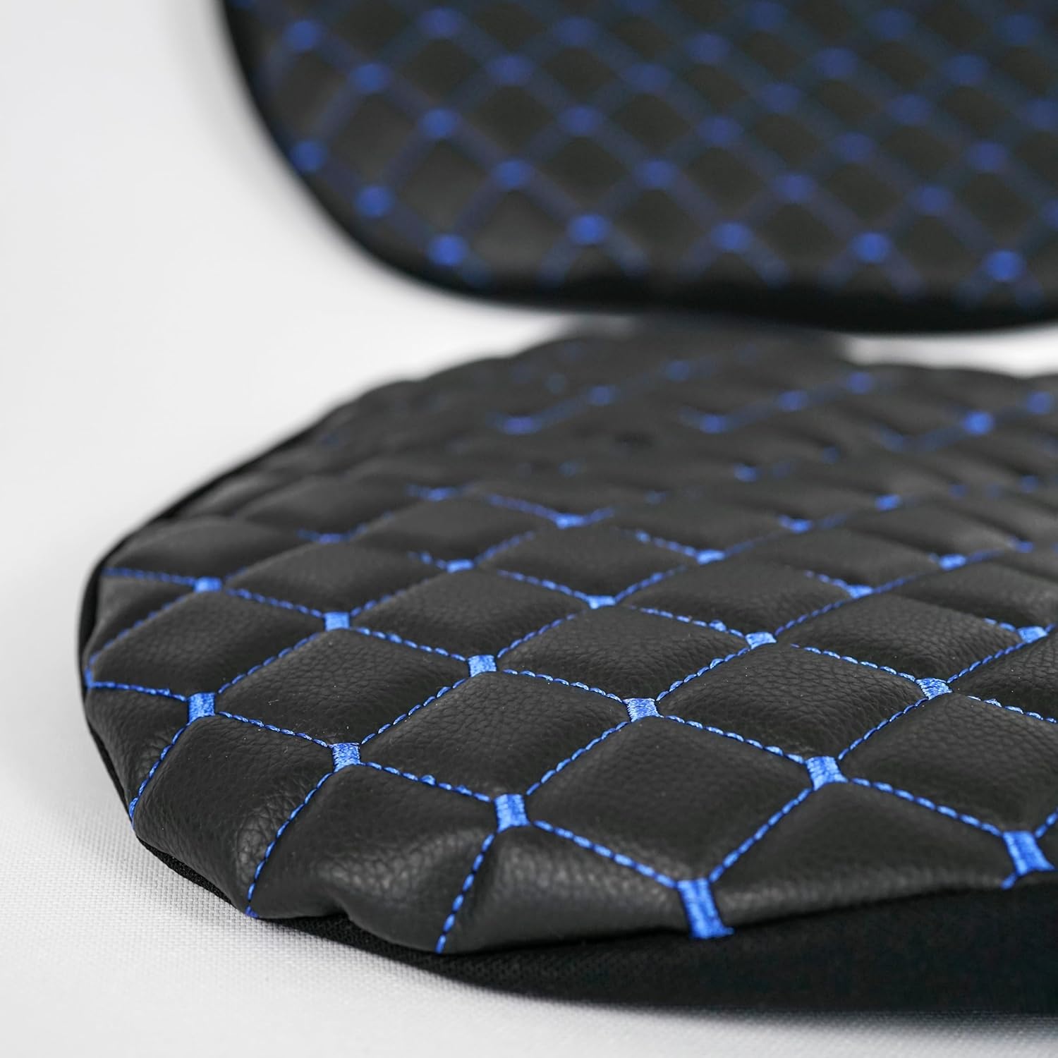 Heavy Duty Tractor Seat Cover Durable Impertex Quilting for Tractors & Forklifts, Lawn Mower (Black Leather-Blue Stitched)