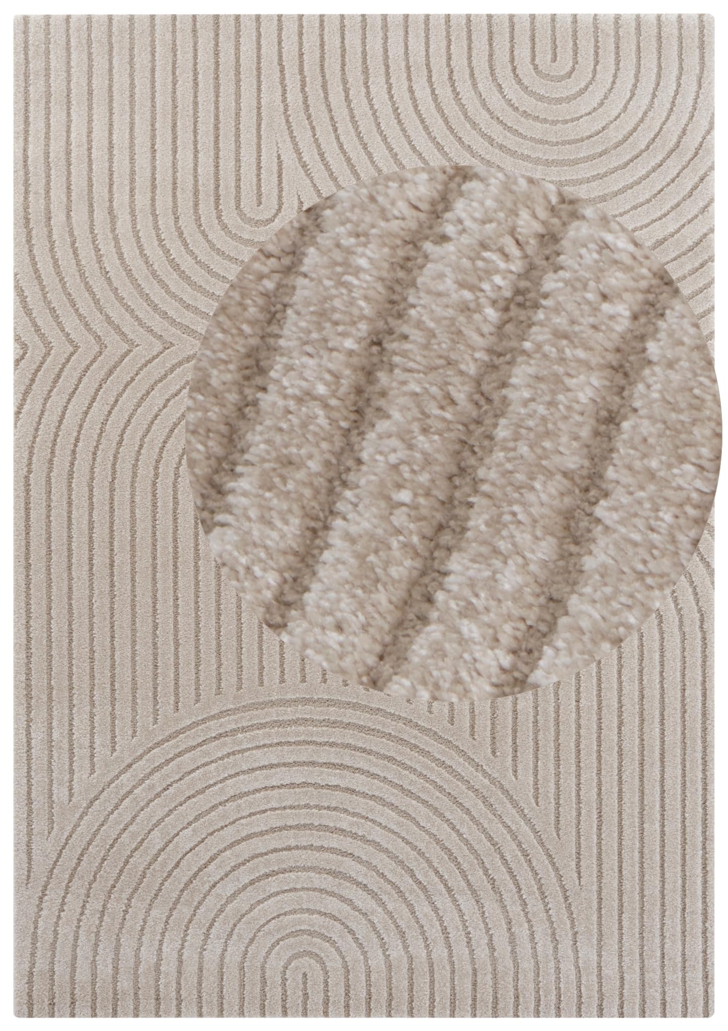 Elle Decoration Panglao Modern hoogpolig tapijt, woonkamertapijt, wollig, hoog-laags, Skandi, boho-stijl, golven, voor woonkamer, slaapkamer, keuken, hal, grijs, 160 x 230 cm