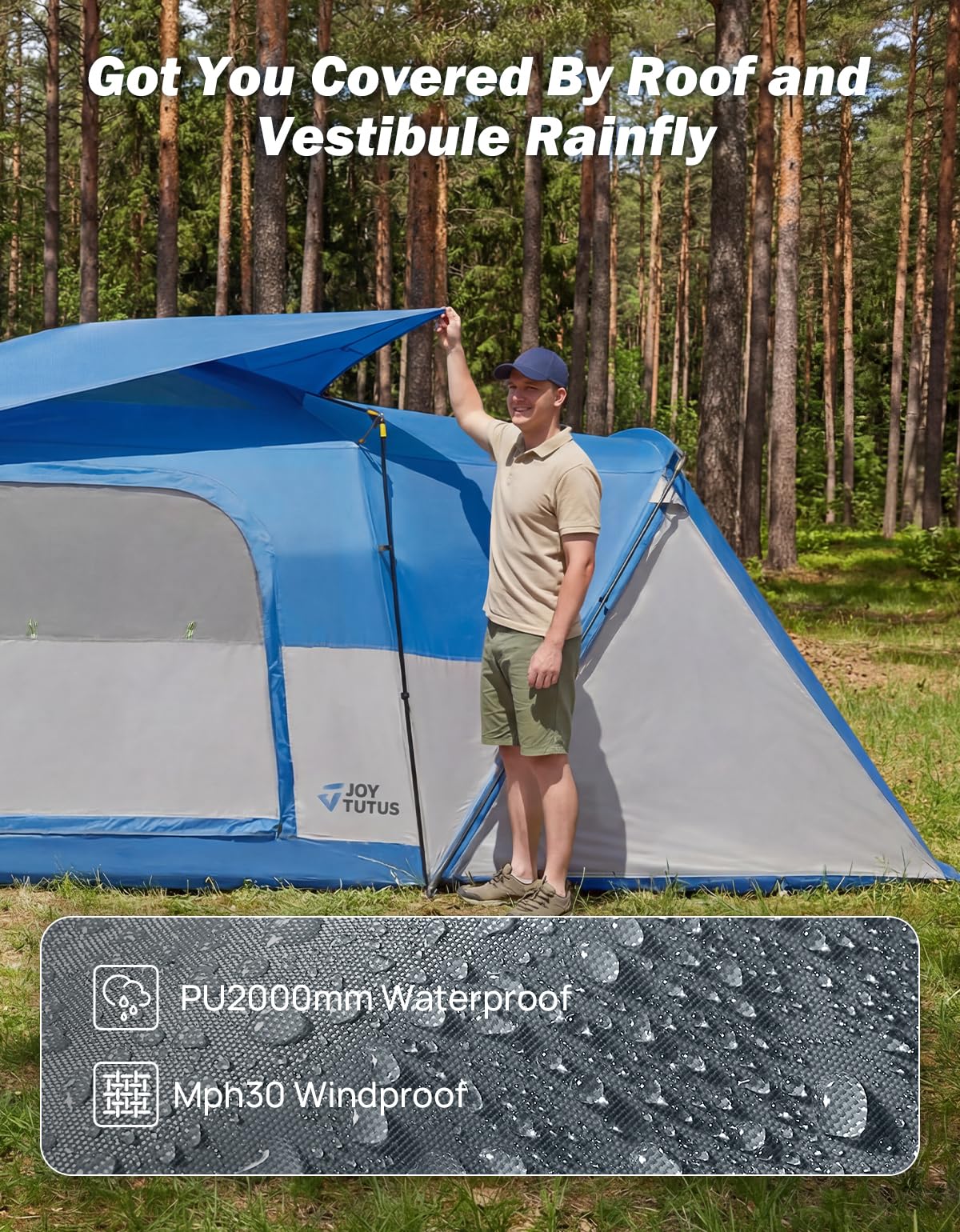 JOYTUTUS SUV-Zelt mit Screen Porch und Markise für Familiencamping, Dual-Use-SUV oder Camping mit Rainfly, Doppeltür, Starry Sky Roof, Fit für SUV