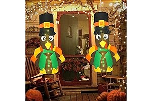 2PCS Thanksgiving Decorations Turkey Windsocks - Thanksgiving Outdoor Hanging Windsock with LED Light String