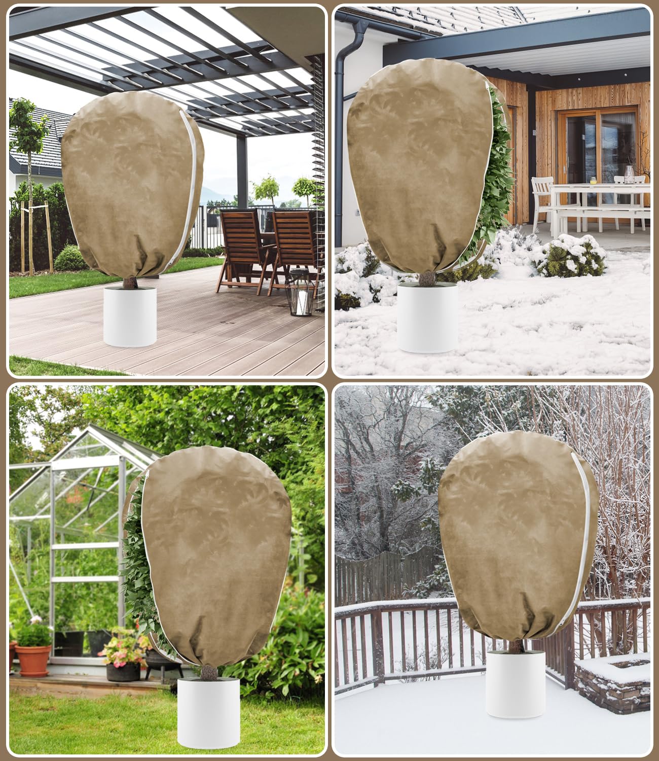 DEWUR 80 x 80 x 100 cm, 80 g/m², protezione invernale per piante in vaso, protezione antigelo, per piante invernali, per piante d'ulivo, palme