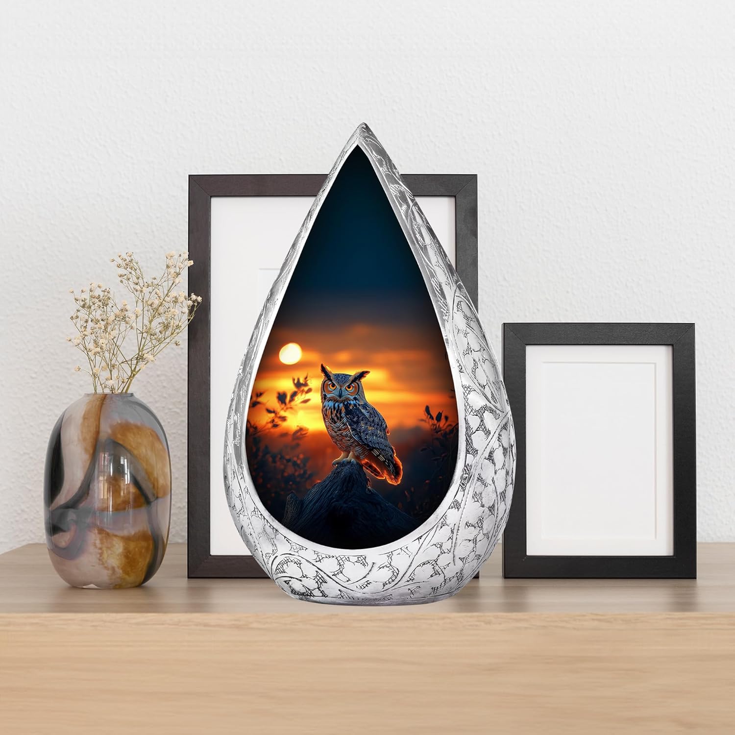 Owl Miniature Decorative Urn for Human Ashes - Keepsake for Men - Sunset Mini Urn for Mom Female - Burial Funeral Urns for Adult Ashes Men & Women - Cremation Keepsake Urns 3 Inch
