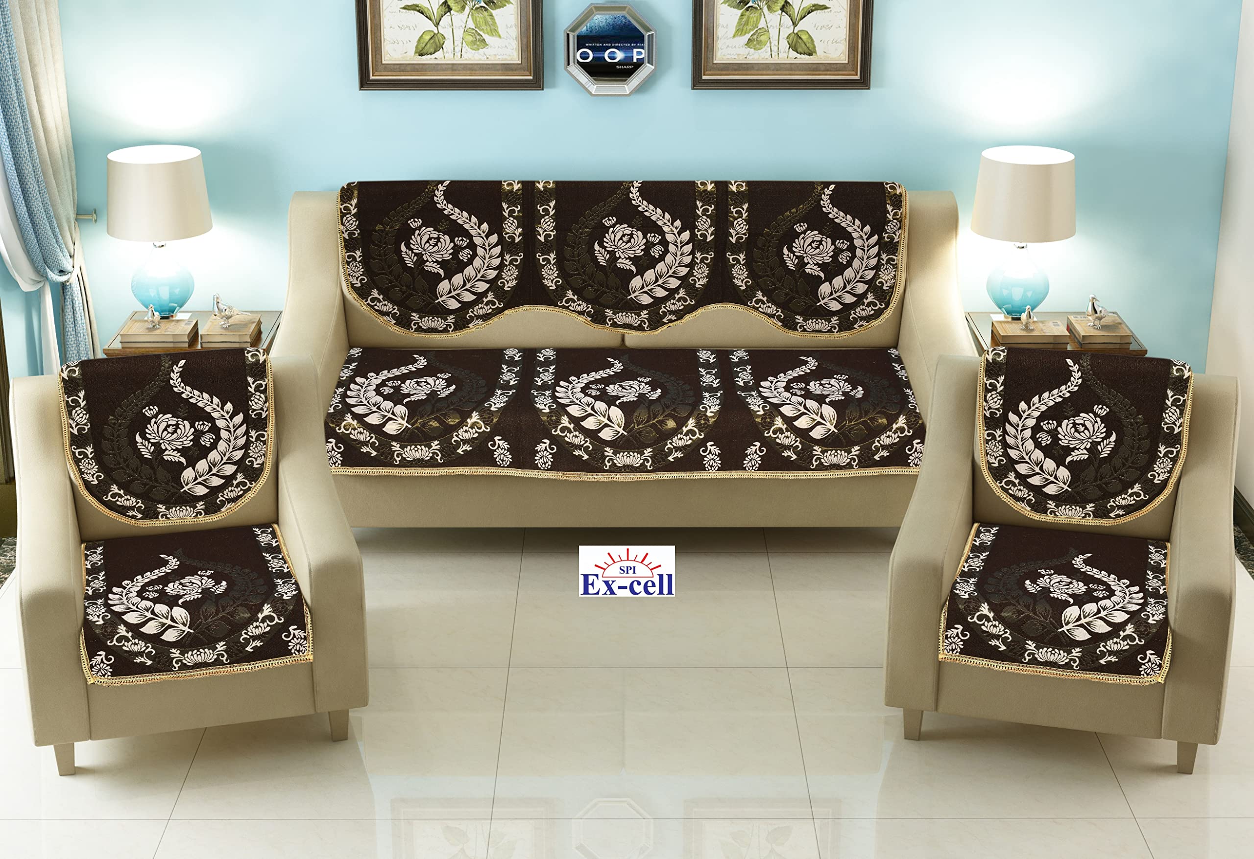 Buy Excell loomtex Presents SK_25 Print Print Sofa Cover of Exclusive