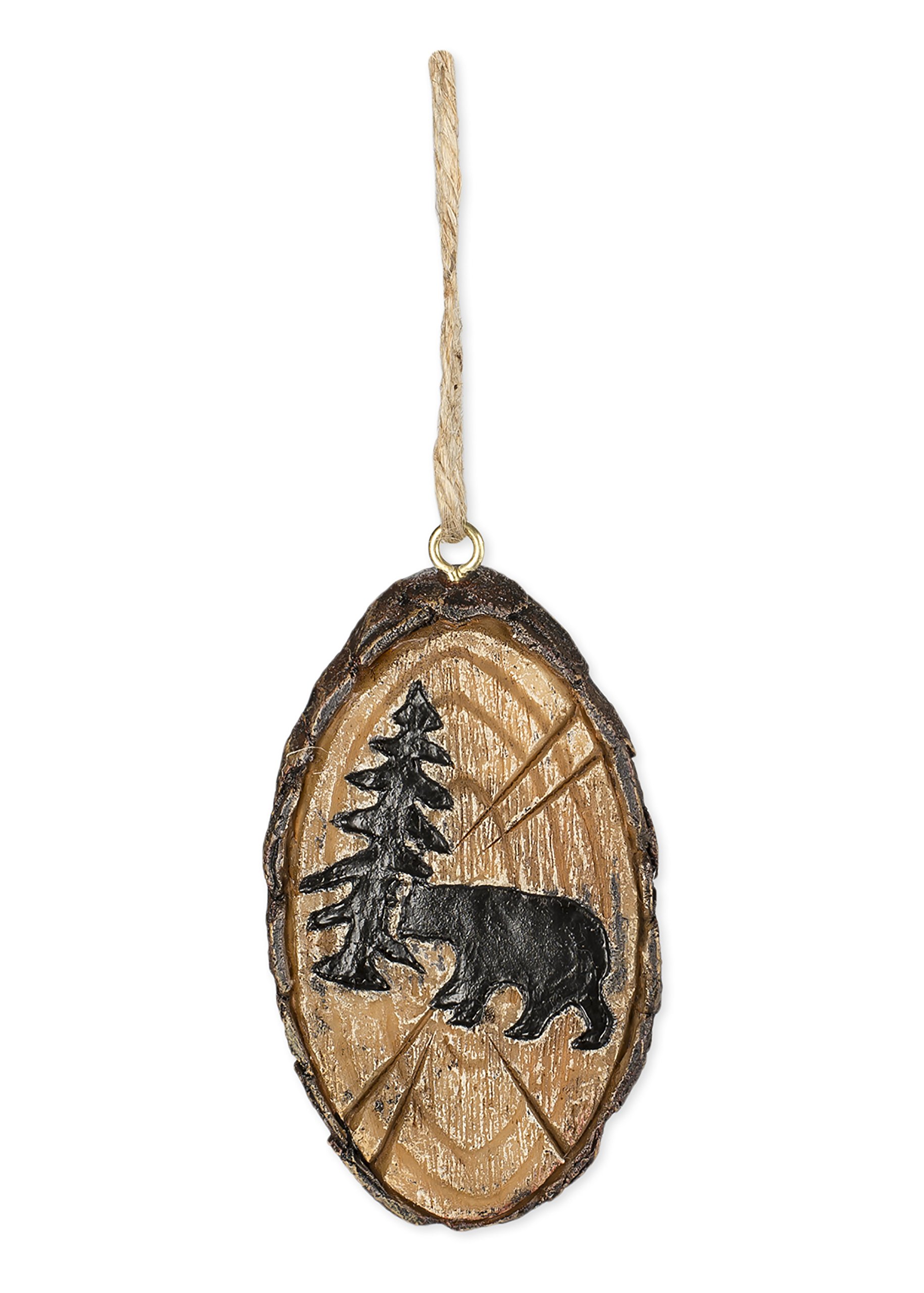 Slifka Sales Co. Wood Bark Look Forest Bear Lodge Hanging Christmas Ornament