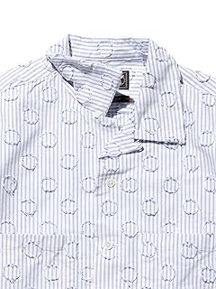 Burnout Dot Candy Stripe Camp Collar Shirt 38-11-1661-139 38111661139: Blue Burnout Dot Candy Stripe Camp Collar Shirt 38-11-1661-139 38111661139: Blue