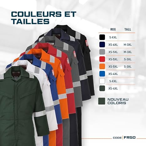 Portwest Combinaison Ignifugée Antistatique FR50 - 350g Bizflame Plus, Noir, Taille L - Protection Soudage & Offshore