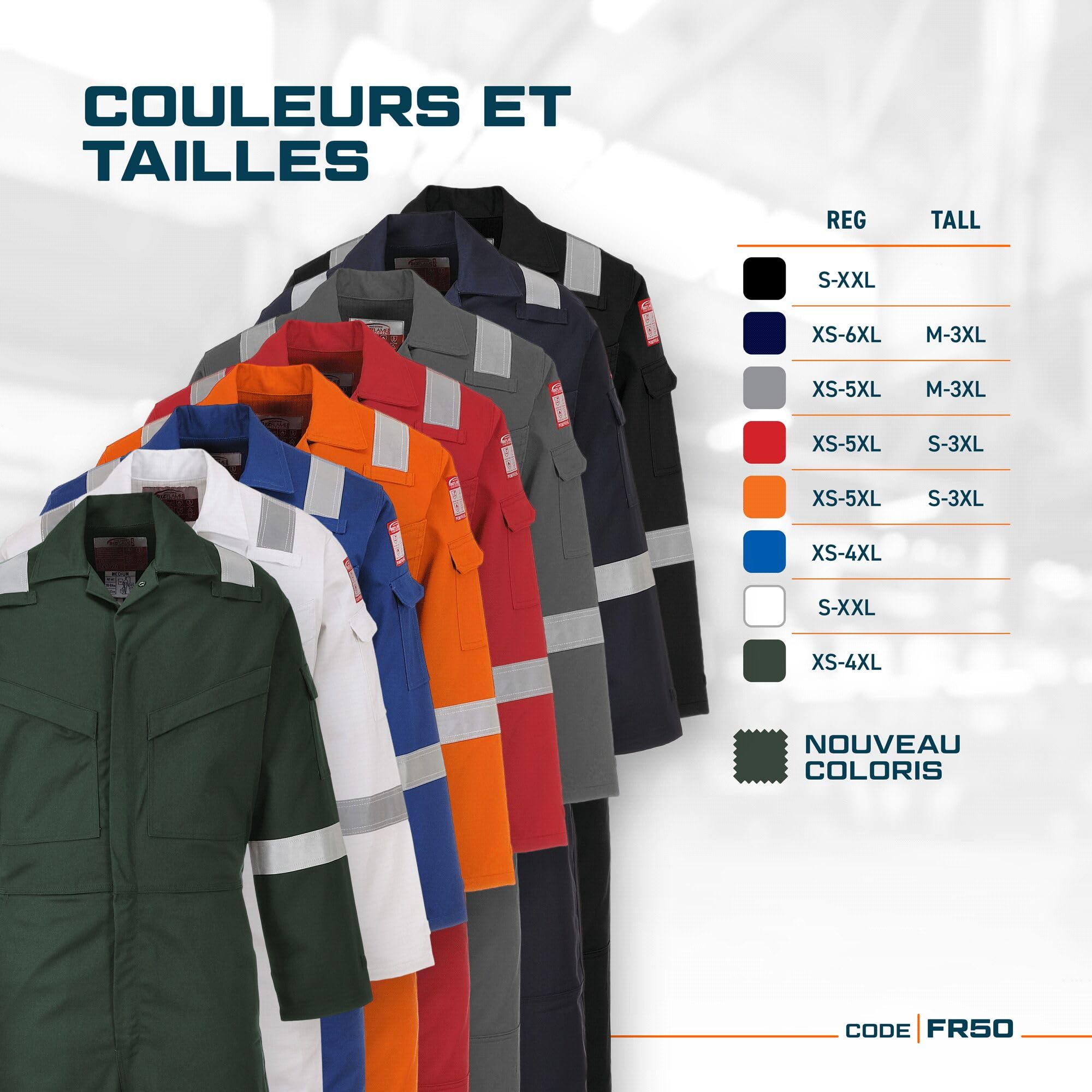 Portwest FR50 Combinaison Réfléchissante Résistante aux Flammes Antistatique et Ignifuge pour Homme avec Protection contre les Arcs Électriques 350g Noire, XXL