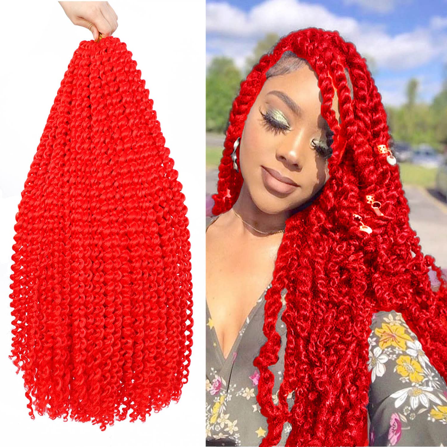Passion Twist Hair Red 24Inch 2 Packs Water Wave Crochet