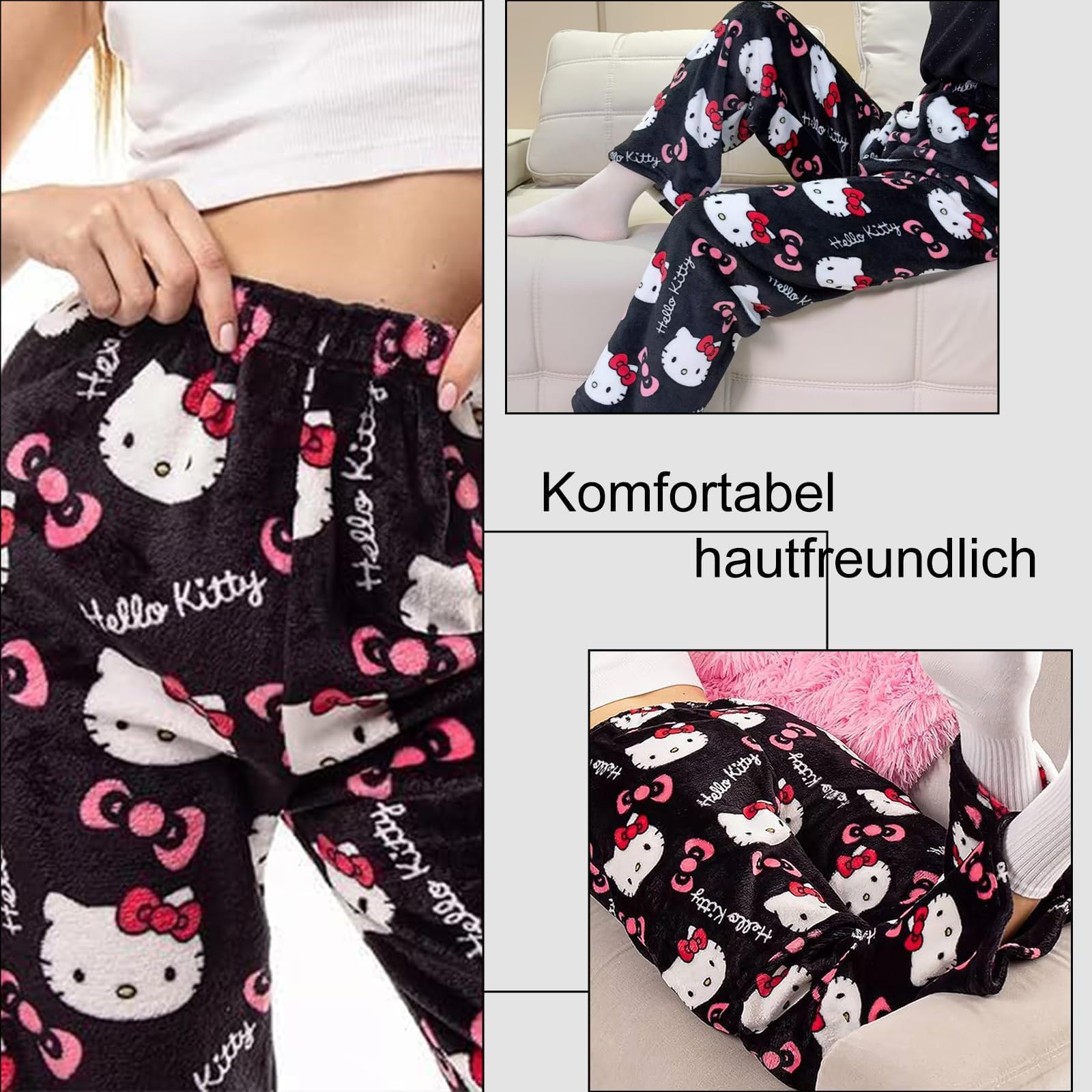 kitty Pigiama da donna, lungo, morbido, Kawaii, pigiama, anime, comodo pigiama da donna, anime, casual, primavera/estate