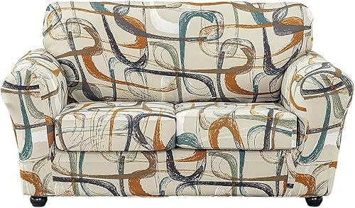 Miniatura 25 de CRFATOP Funda elástica para sillón de 2 piezas, suave y ajustable, con brazos, protector de muebles lavable para sala de estar, mascotas, perros,