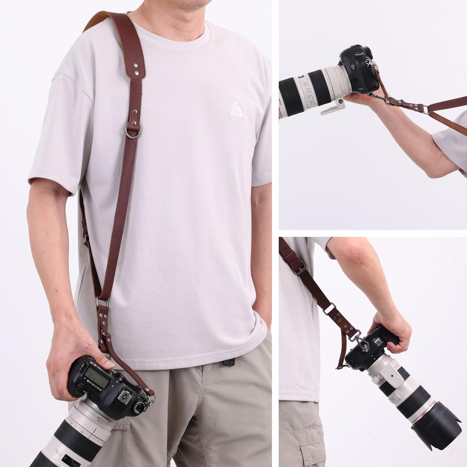 Padwa Lifestyle Dark Brown Single Camera Harness Strap for One Camera - Professional Single Full Grain Leather Cowhide Camera Harness,Quick Release Gear DSLR Camera Straps for Photographers - Image 6