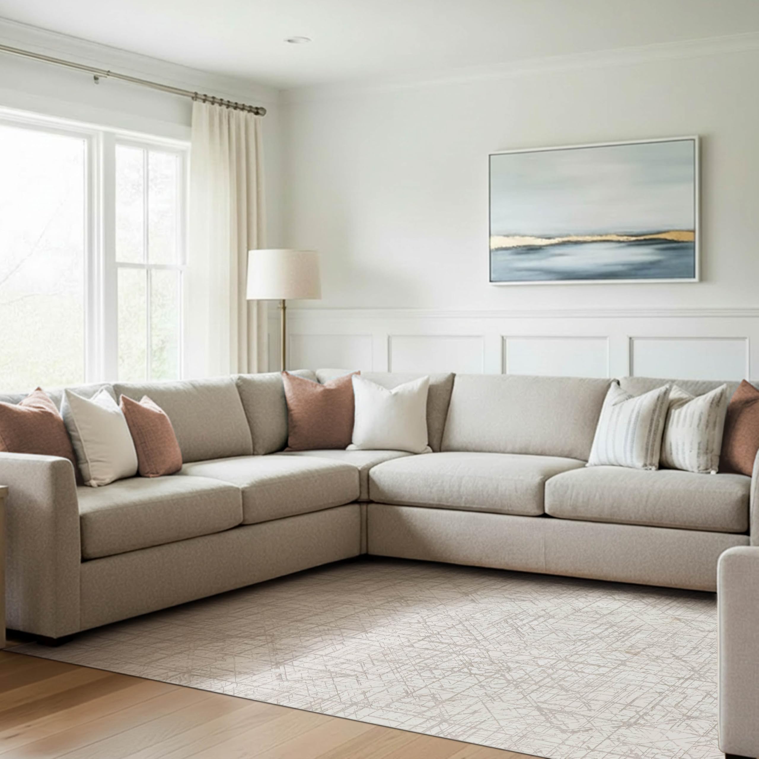 Wyatt &amp; Ash Dream Mink Printed Chenille 9' x 12' Area Rug Aria Ivory