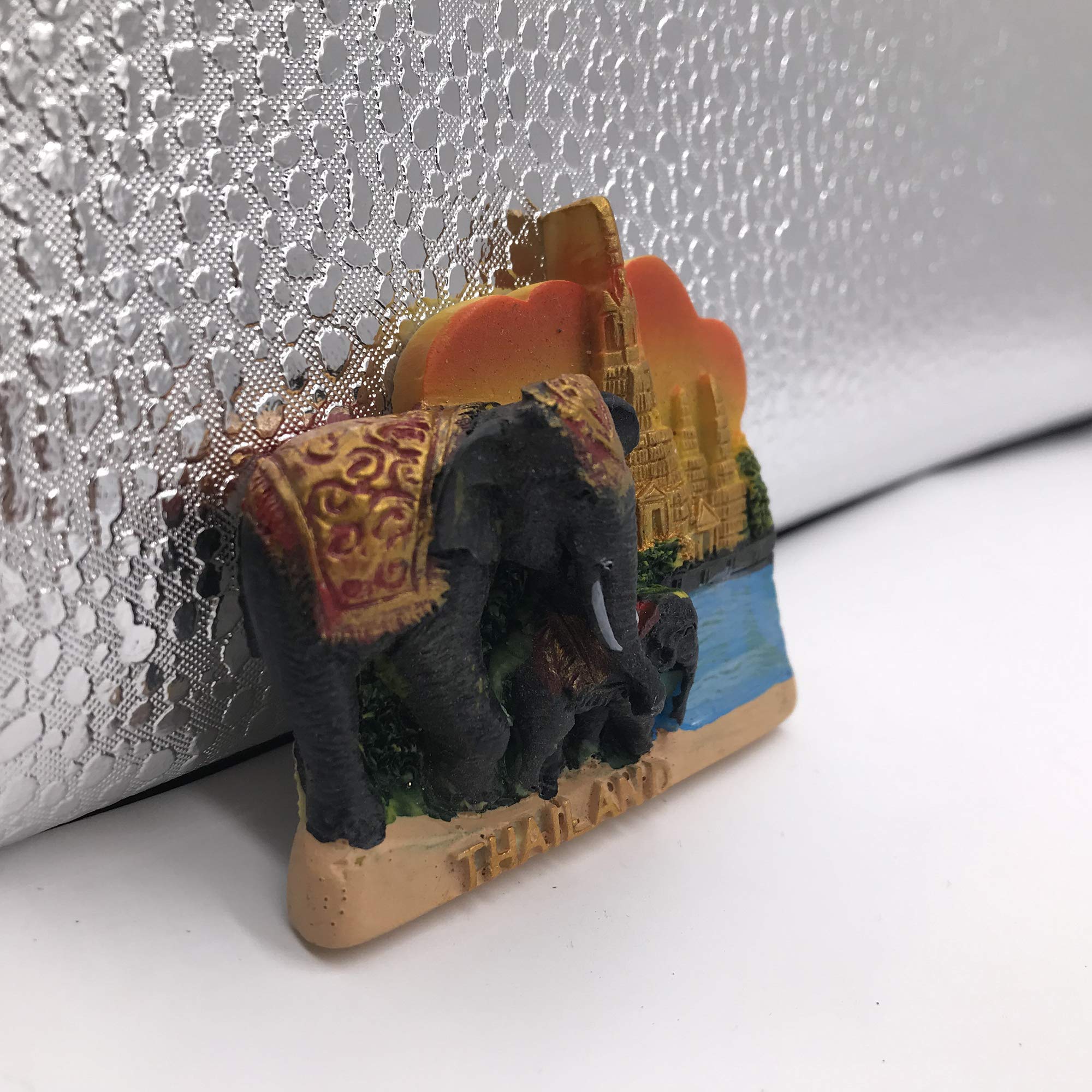 Magnete Da Frigo 3D – Elefante Thailandia – Souvenir Di Viaggio – Fatto A Mano In Resina – 5x8 Cm
