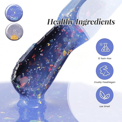Miniatura 5 de YTD Likomey Brocade Glitter - Esmalte de uñas en gel que cambia de color, 0.5 onzas líquidas, color azul claro a azul, cambio de temperatura de