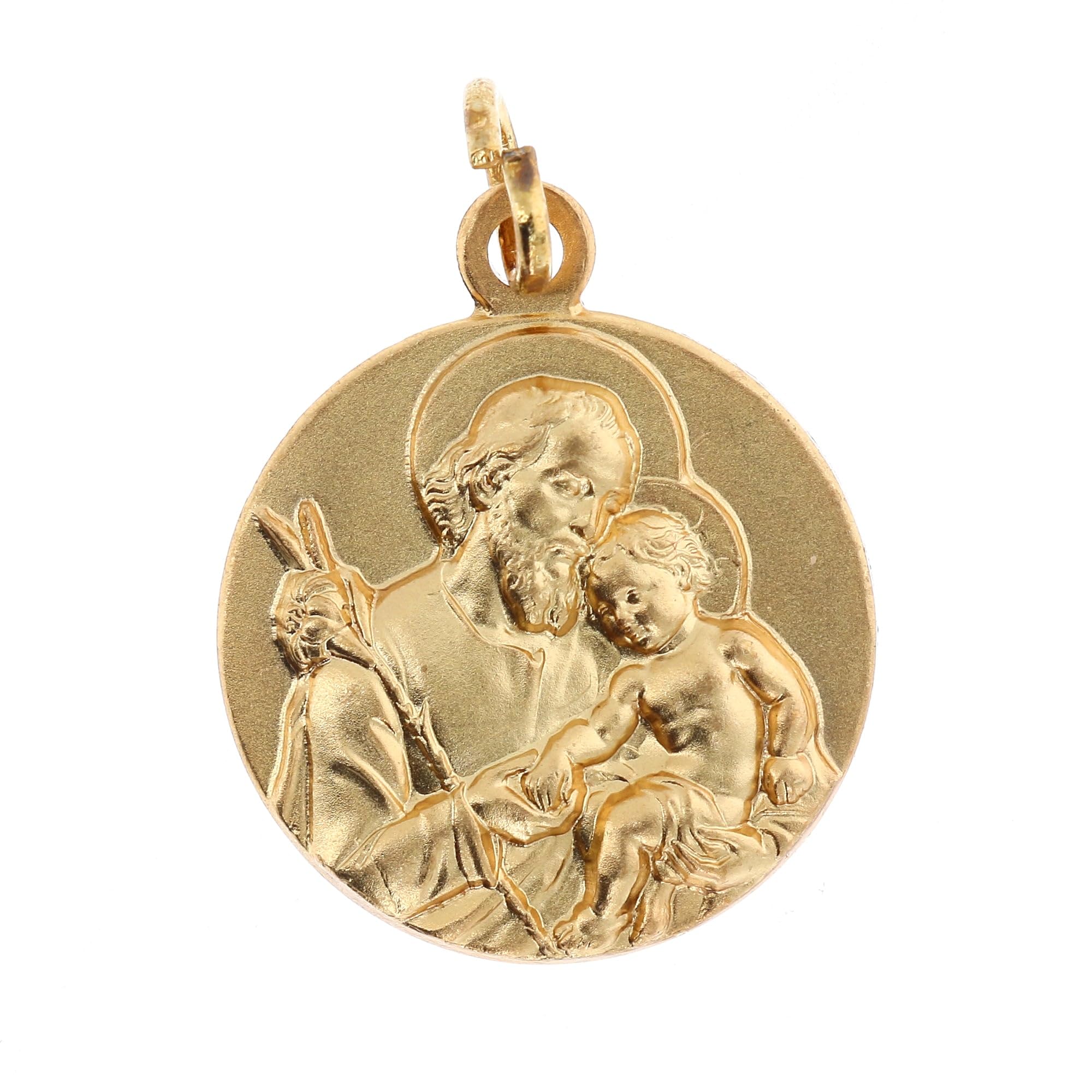 SHALOM - Médaille Saint Joseph, en laiton doré, diamètre 1,8 cm
