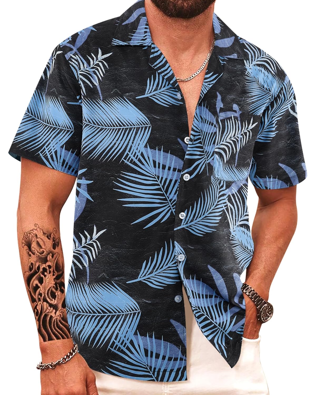 APTRO Mens Hawaiian Shirt Short Sleeve Summer Beach Tropical Button Down Shirt