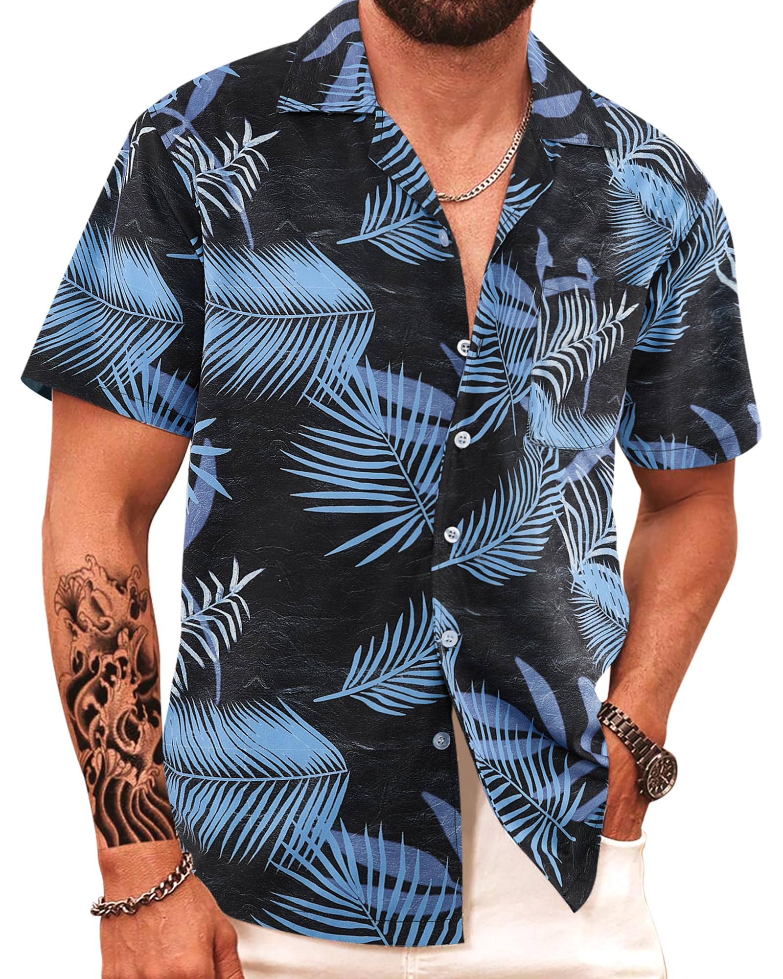APTRO Mens Hawaiian Shirt Short Sleeve Summer Beach Tropical Button Down Shirt