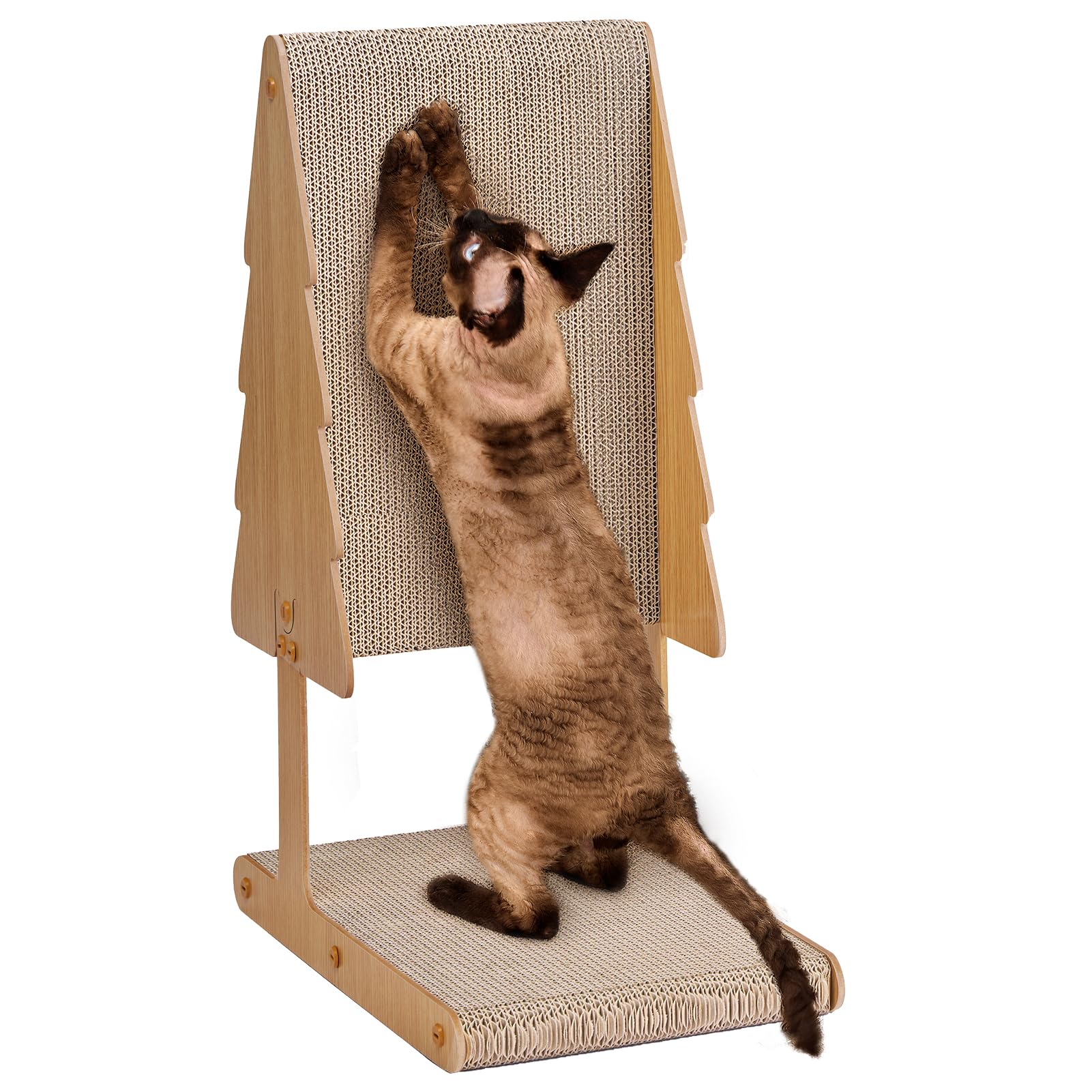 EHEYCIGA Cardboard Cat Scratcher for Indoor Cats, 24-Inch Corrugated Cat Scratching Board, L Shaped Vertical Cat Scratch, Large Scratching Board Pad, Brown