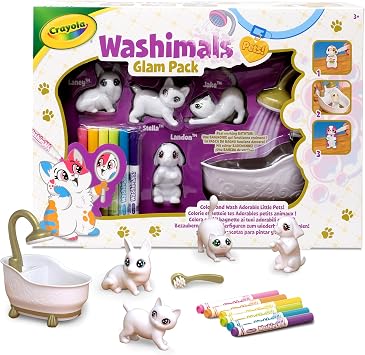 CRAYOLA Washimals Animaux Domestiques - Coffret Figurines à Colorier et Laver