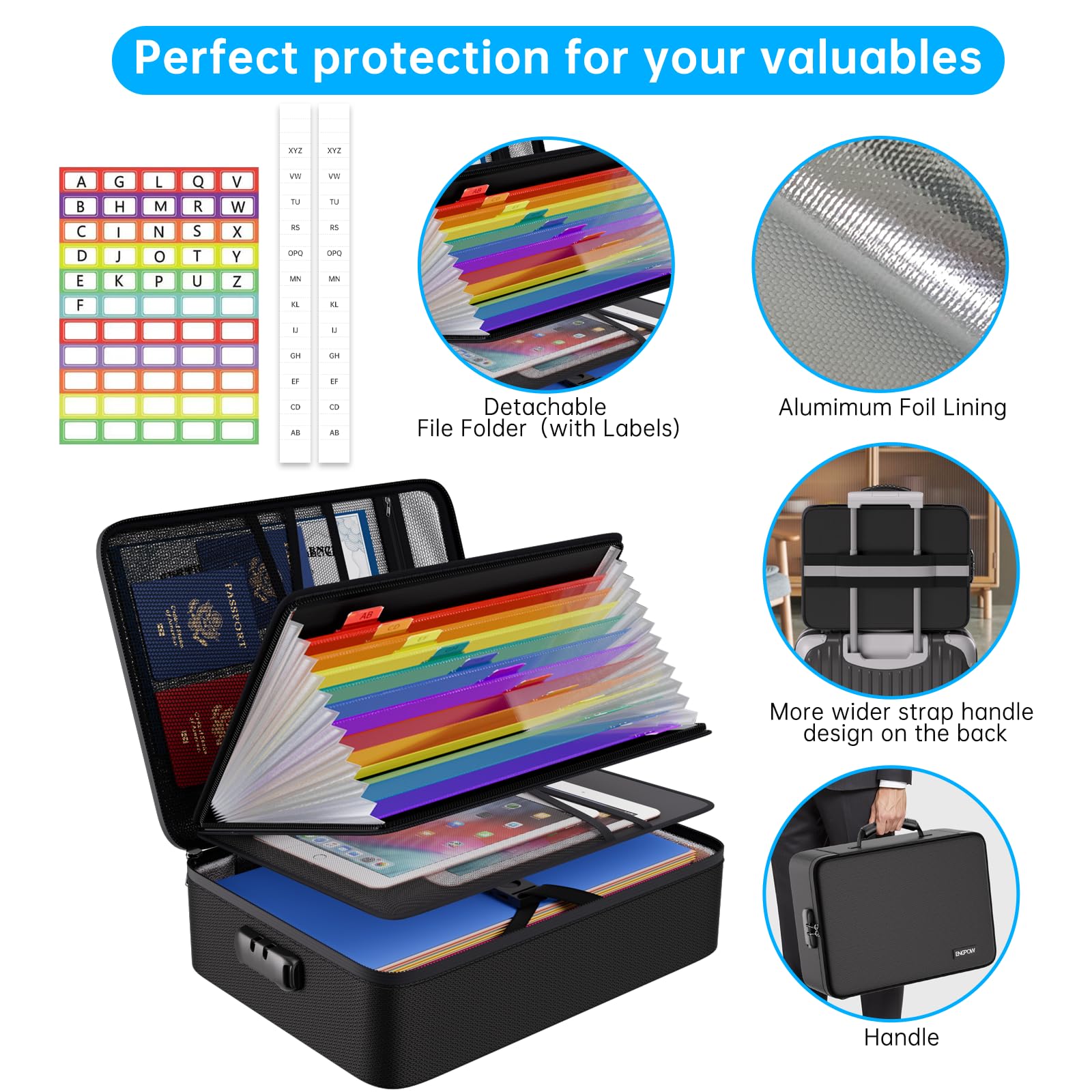 Amazon.com : ENGPOW Fireproof File Organizer Bag with 13 Colorful