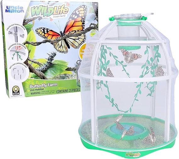Uncle Milton Butterfly Farm Live Habitat Observe Caterpillars Transform Into
