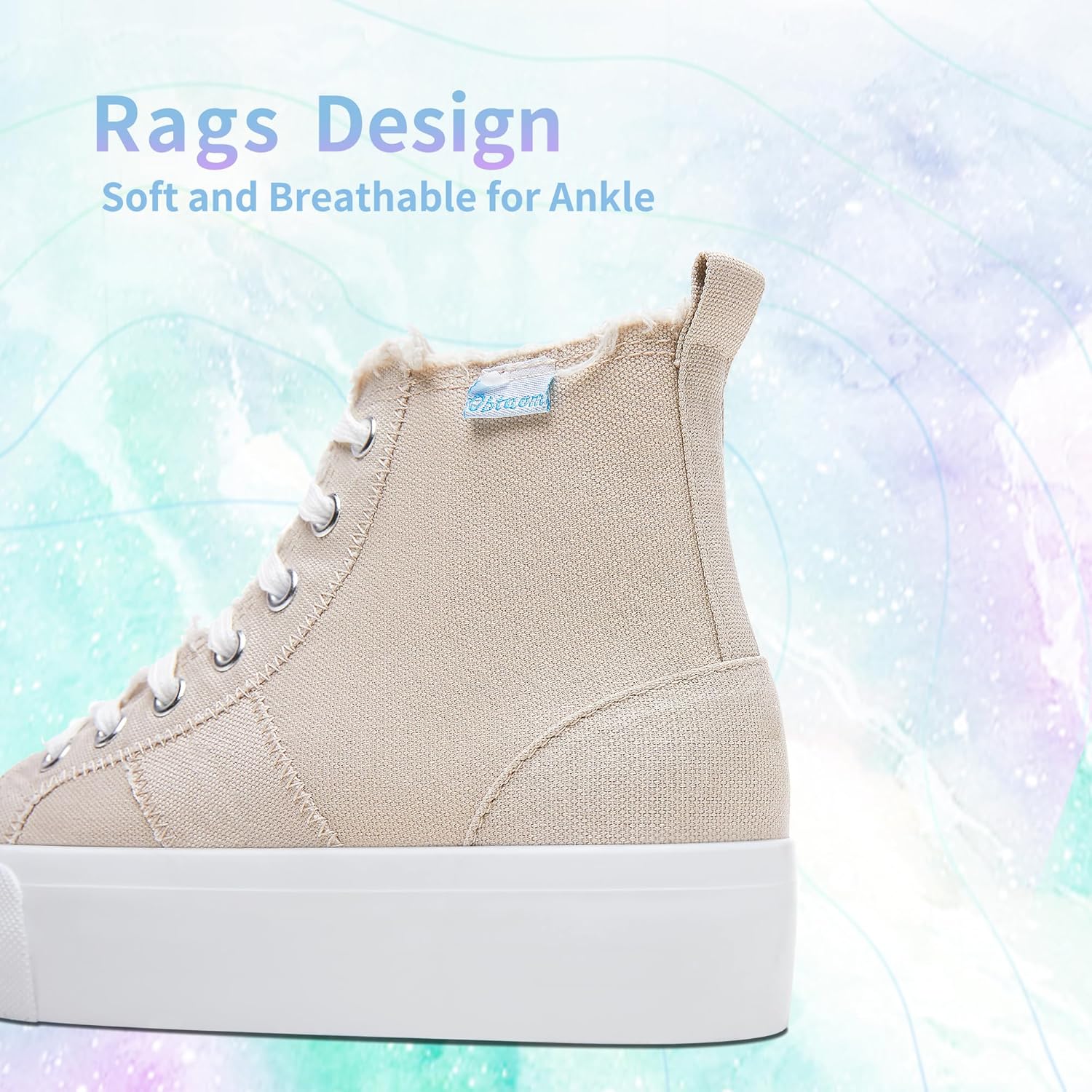 Obtaom High Top Platform Sneakers Women Mid Calf Play Canvas Shoes Washed Platform Skate Skateboard Shoe Casual Canvas Fashion Sneakers - Image 7