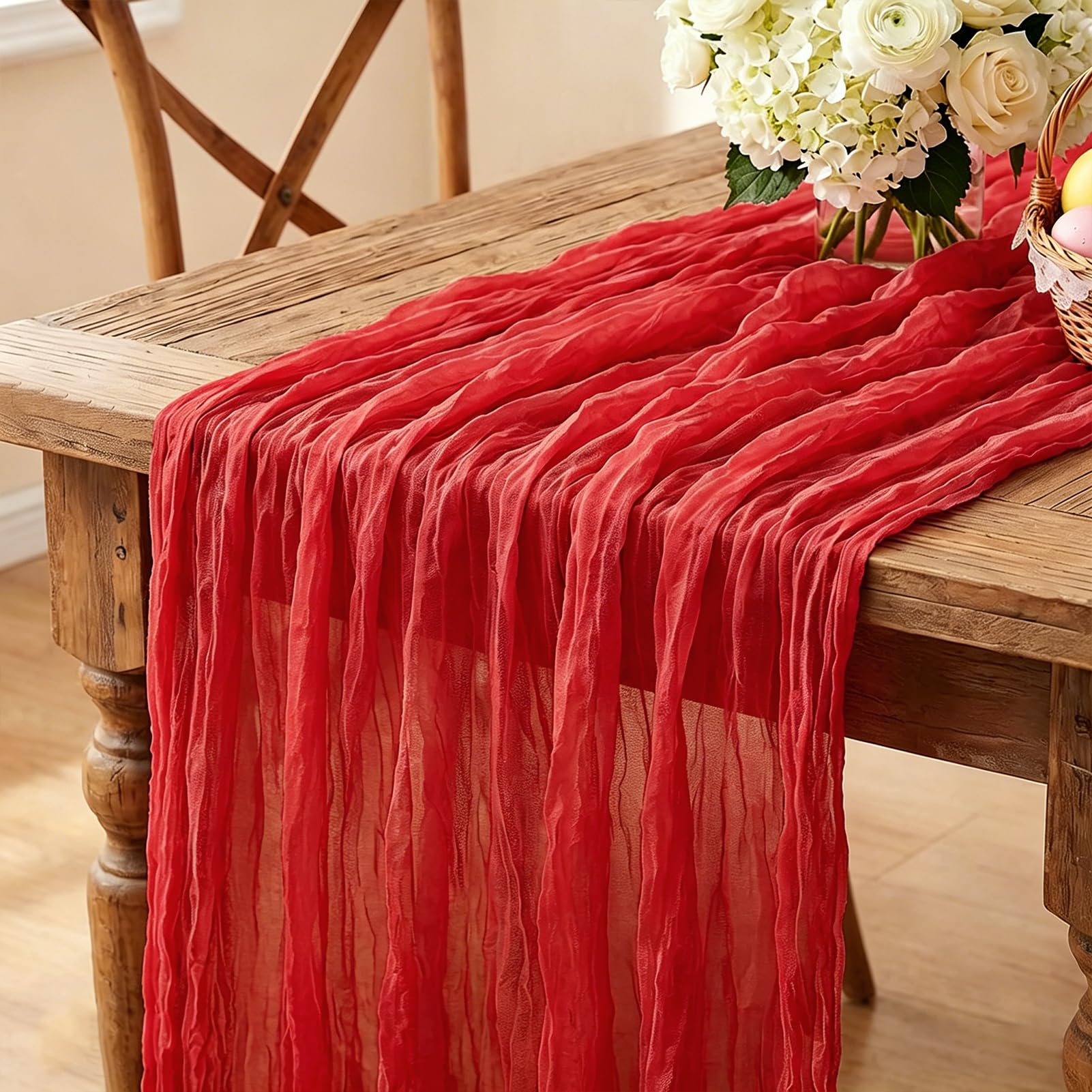 Pink Cheesecloth Table Runner - 10FT Boho Decor -14