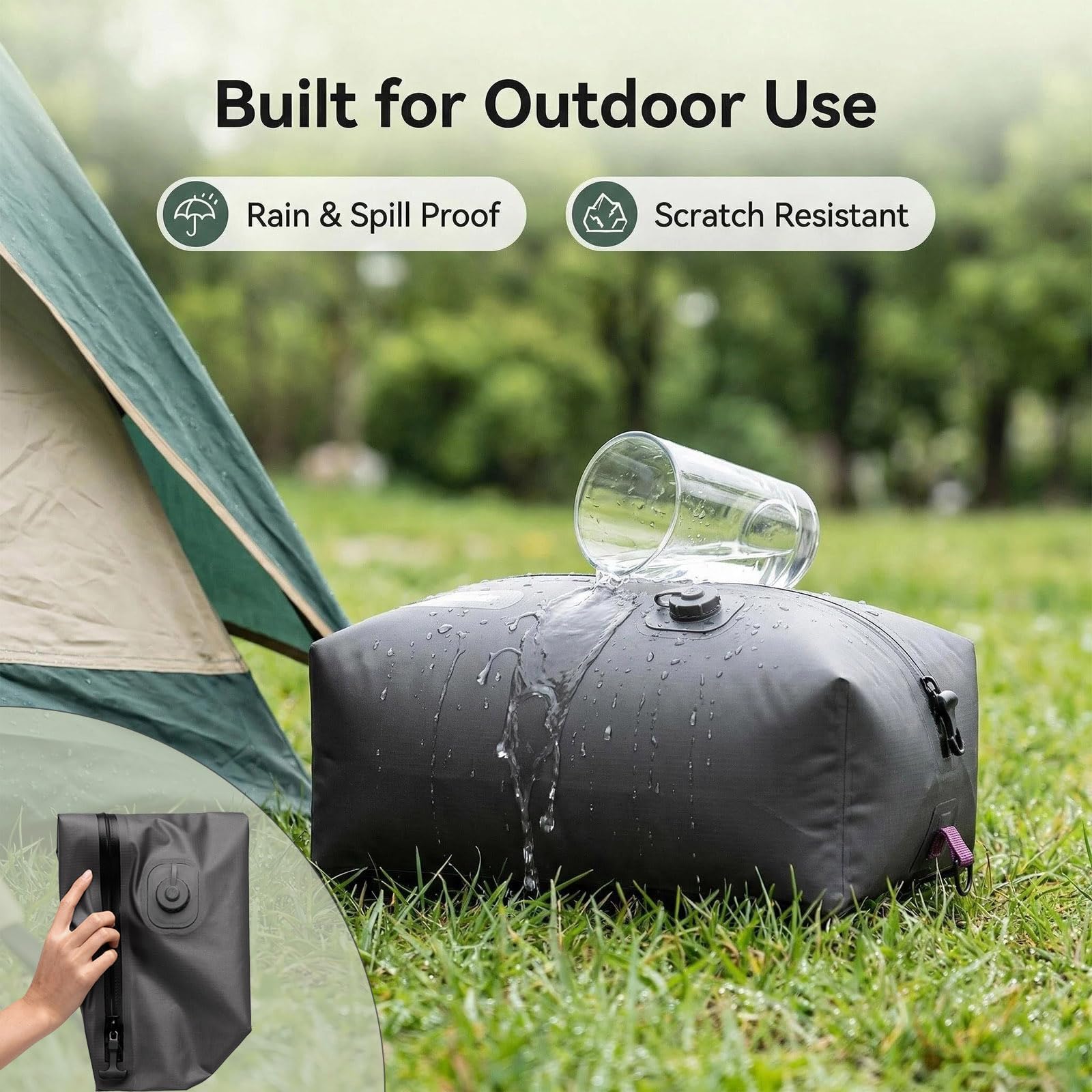 Bolsas de vacío con bomba inalámbrica, compresión reutilizable, ahorro de espacio para viajes, ventana visual, selladas y sin polvo, cubos de embalaje impermeables IP68 para maletas y mochilas (negro