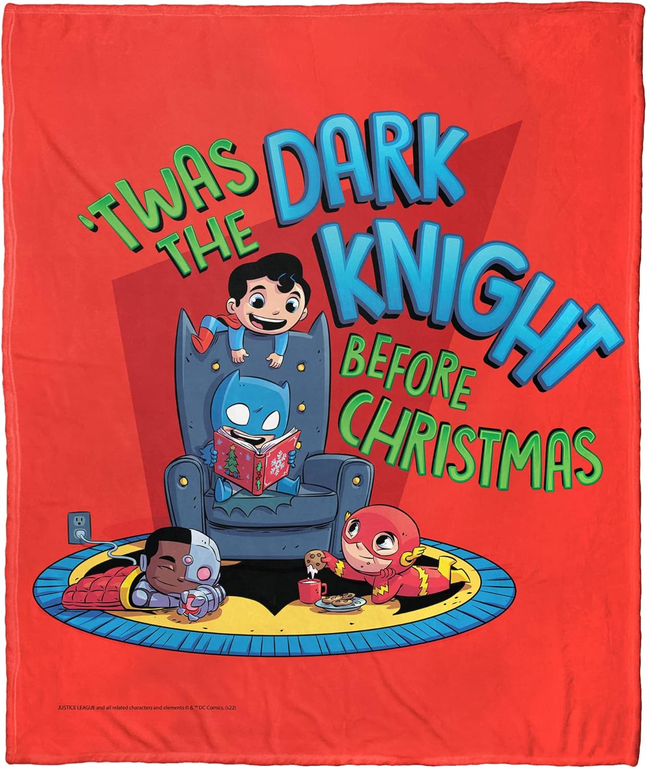 Northwest DC - Justice League Silk Touch Throw Blanket, 50" x 60", Heroic Holiday Helpers