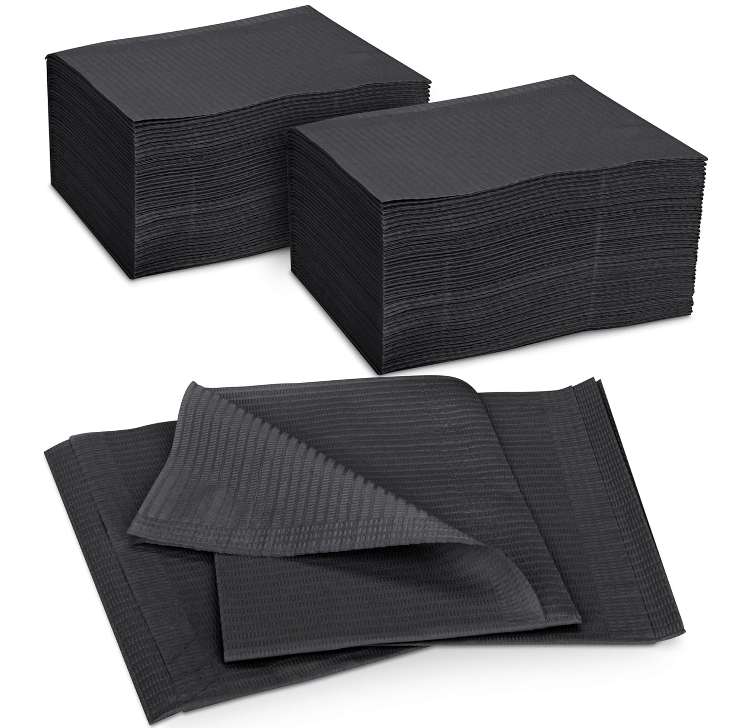 Practicon 125 Pack Black Disposable Patient Bibs 18 x 13 3 Ply Waterproof Paper Bib Sheet with Poly