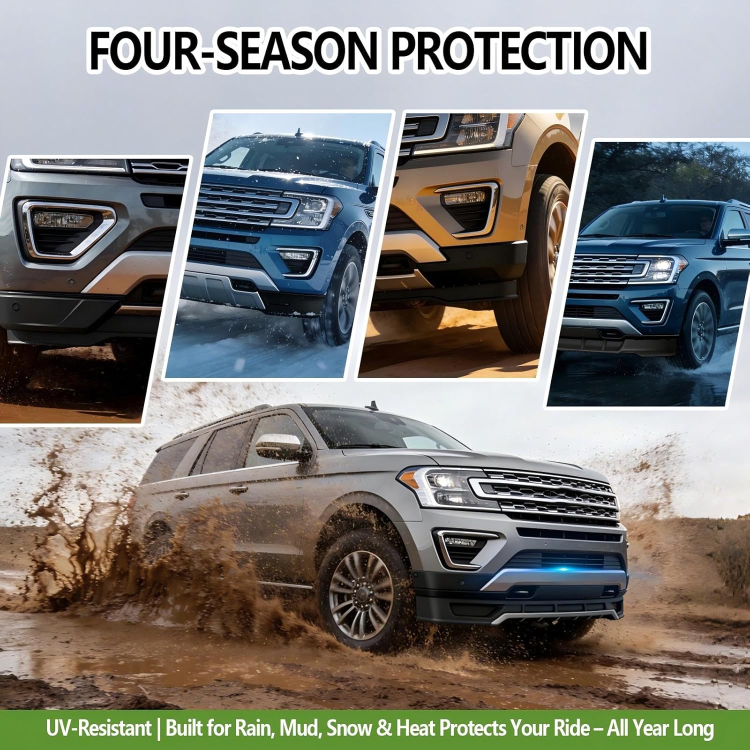 Front Lower Bumper Cover Trim Molding Compatible with Ford Expedition 2018-2022, OEM Style Front Bumper Guard Cover Molding for Ford Expedition JL1Z8419BA JL1Z8419BA FO1044146, Chrome Plated Silvery