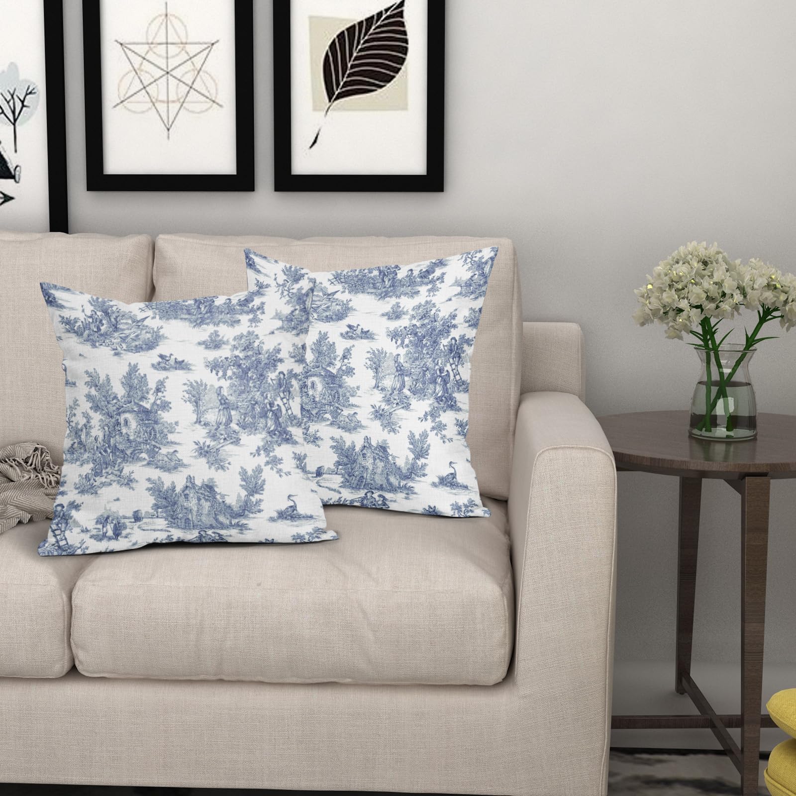 Office Chair Pillow French Country Pillow Covers 20x20 Inch Set Of 2 Blue  And White Housse De Coussin 20x20, image size:1600x1600