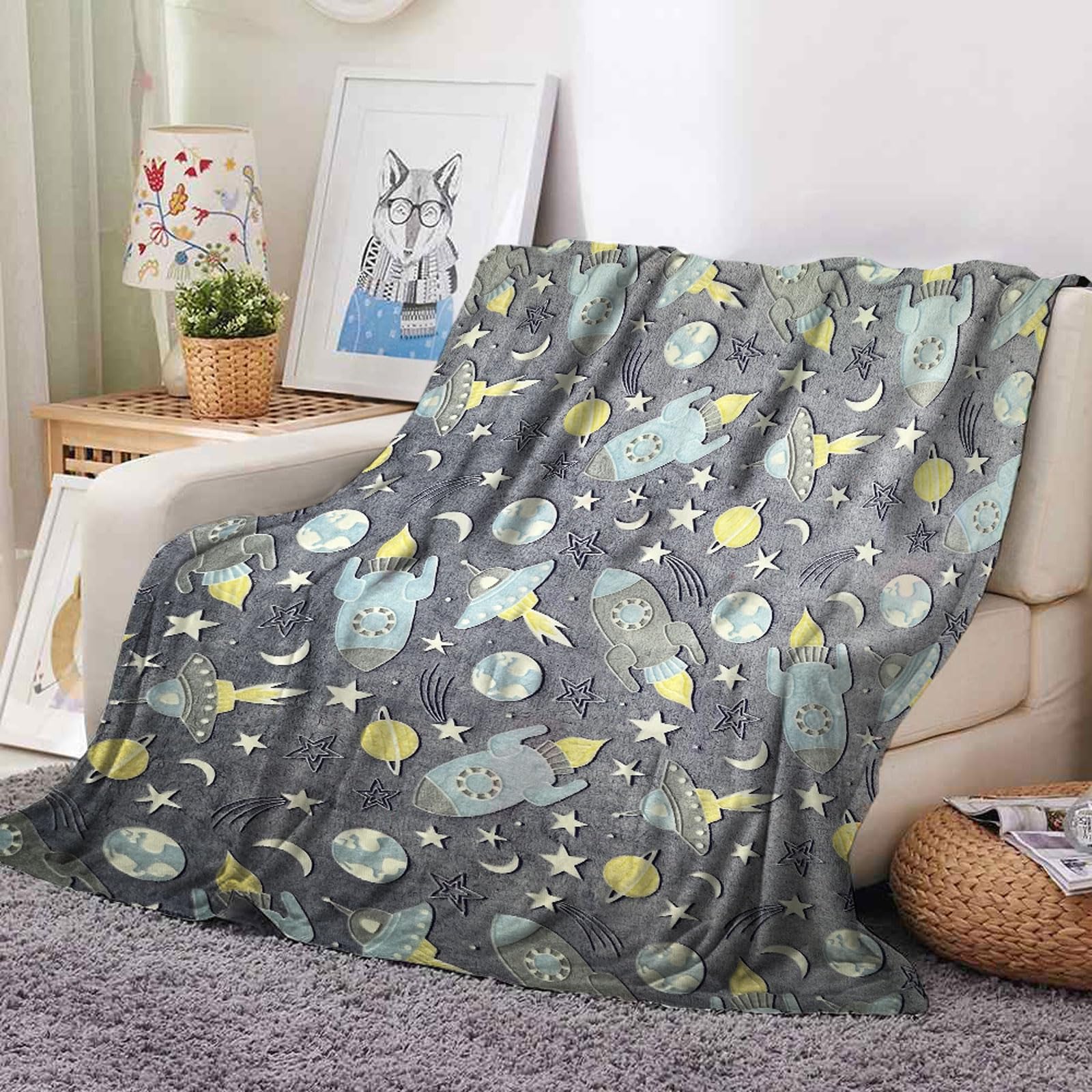 Coperta coccolosa per bambini, coperta di flanella incandescente in pile, coperta morbida e calda per il divano, regali di compleanno per bambini e bambine (D, 150x200cm)