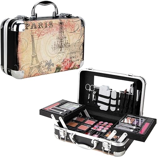 Ver Beauty Set de regalo de maquillaje de 61 piezas con bandejas extensibles y espejo - Vmk1506, tema de París, 1 unidad