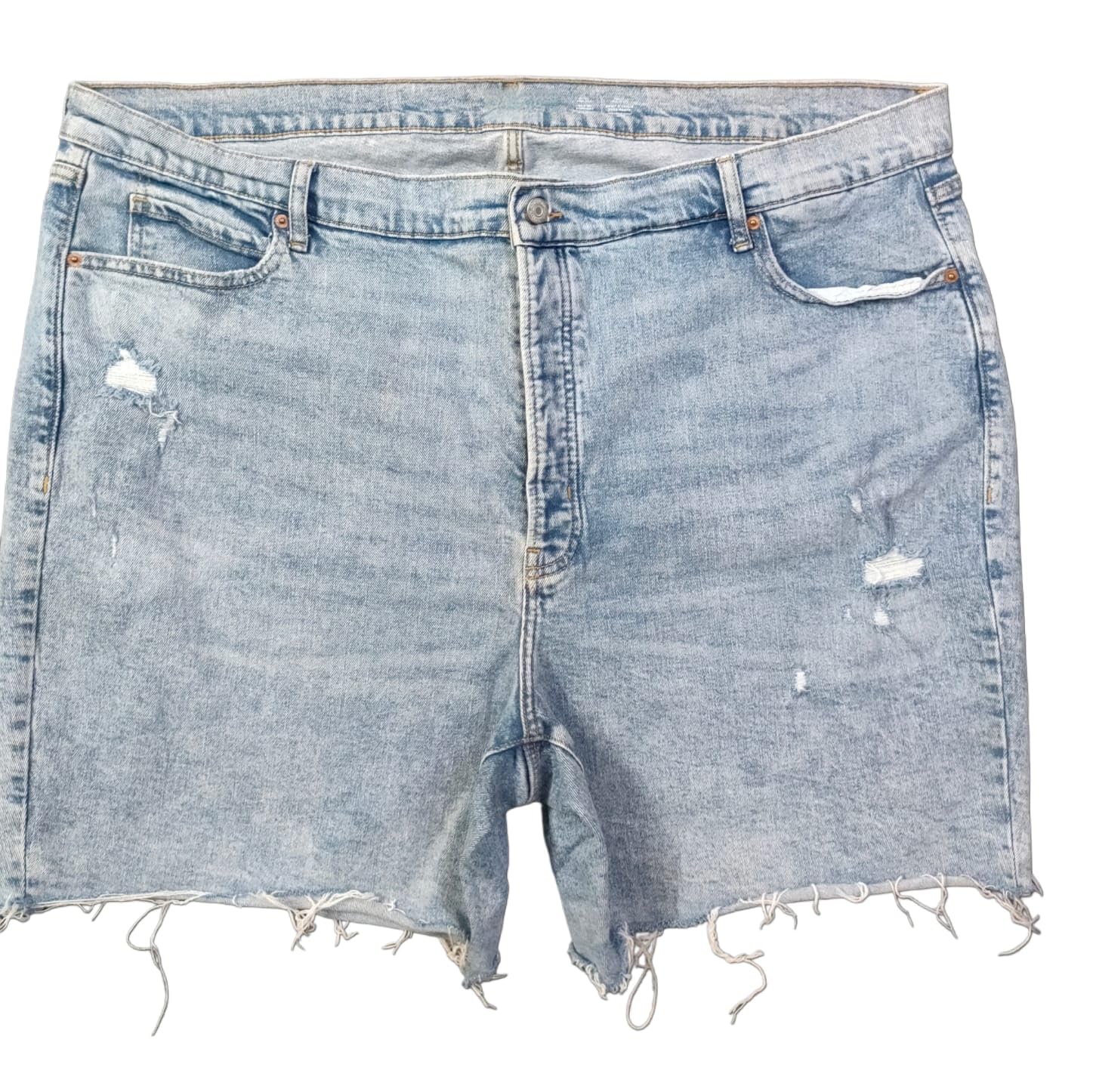 happening Plus Size Women Stretchable Boyfriend Fit Denim Long Shorts (Bermuda)- Length 21 inch- HIGH Rise- Rugged- Faded Light Blue Color- Waist Size (9XL) 50 to (10XL) 52 inch-picture-26