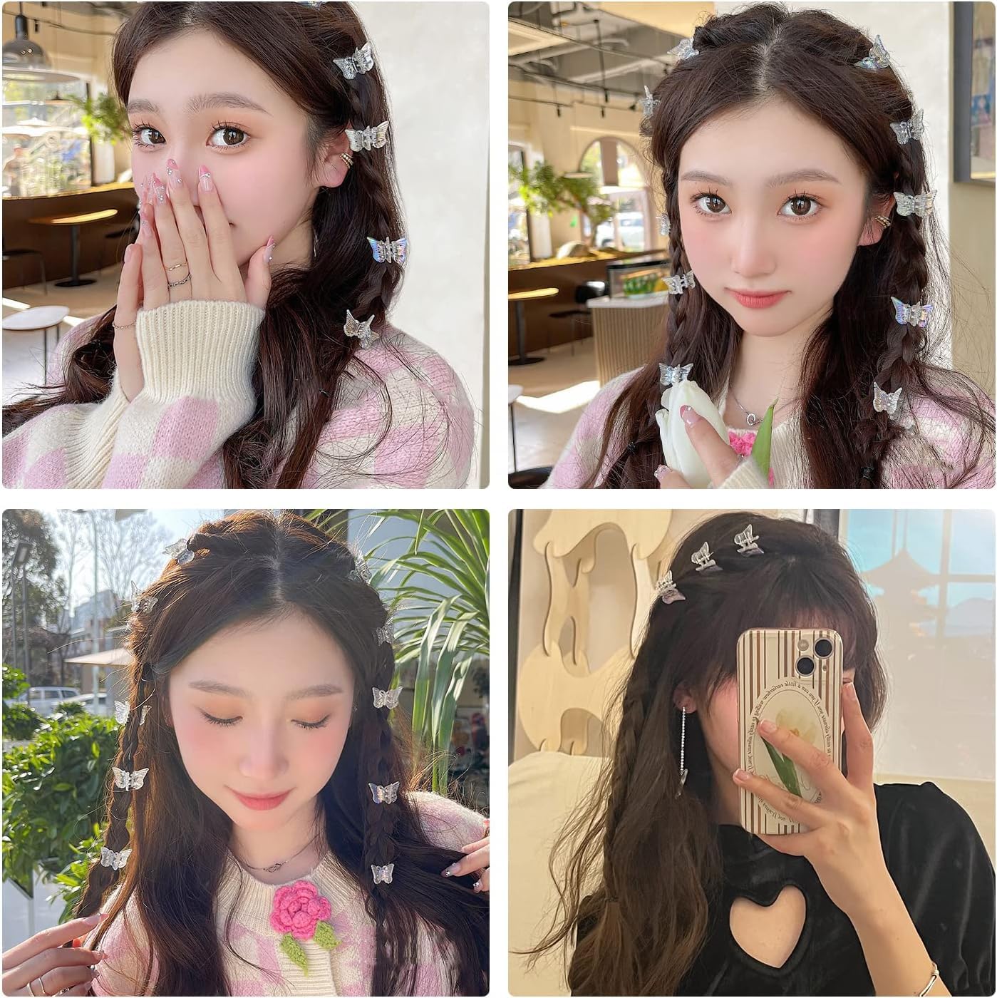 Amazon.co.jp: nalaina ミニ ヘアクリップ 蝶々 ヘアピン (20個セット