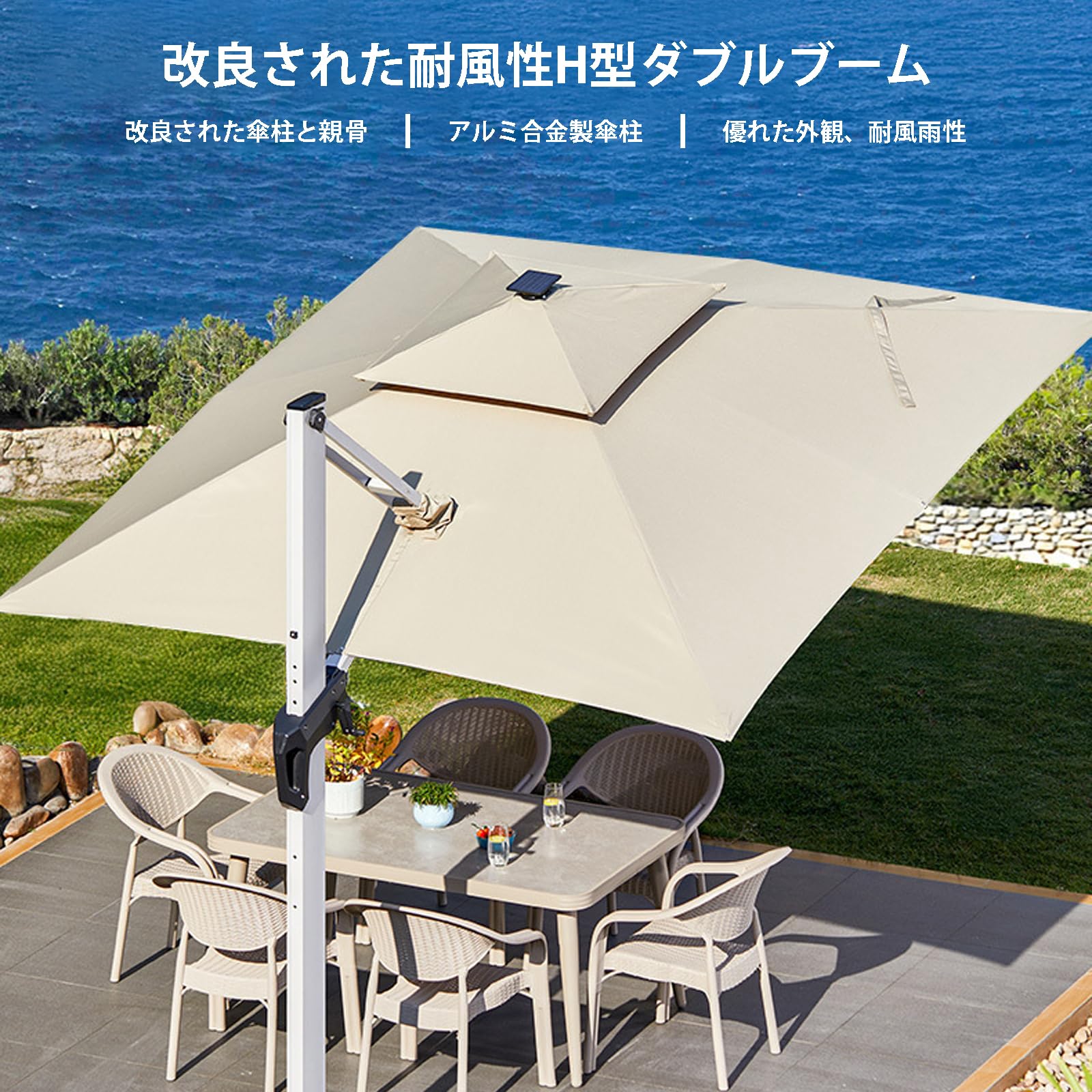 Amazon.co.jp: ガーデンパラソル 大型,厚さ11cmのアルミ合金製ポール