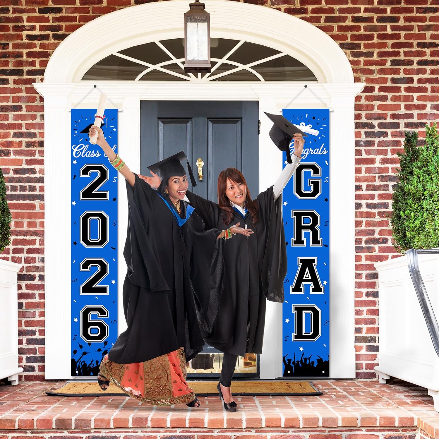 2026 Graduation Decorations, Graduation Banner Class of 2026, Hanging Congratulations/Congrats Grad Banner for Door and Porch, Party Decor - Blue