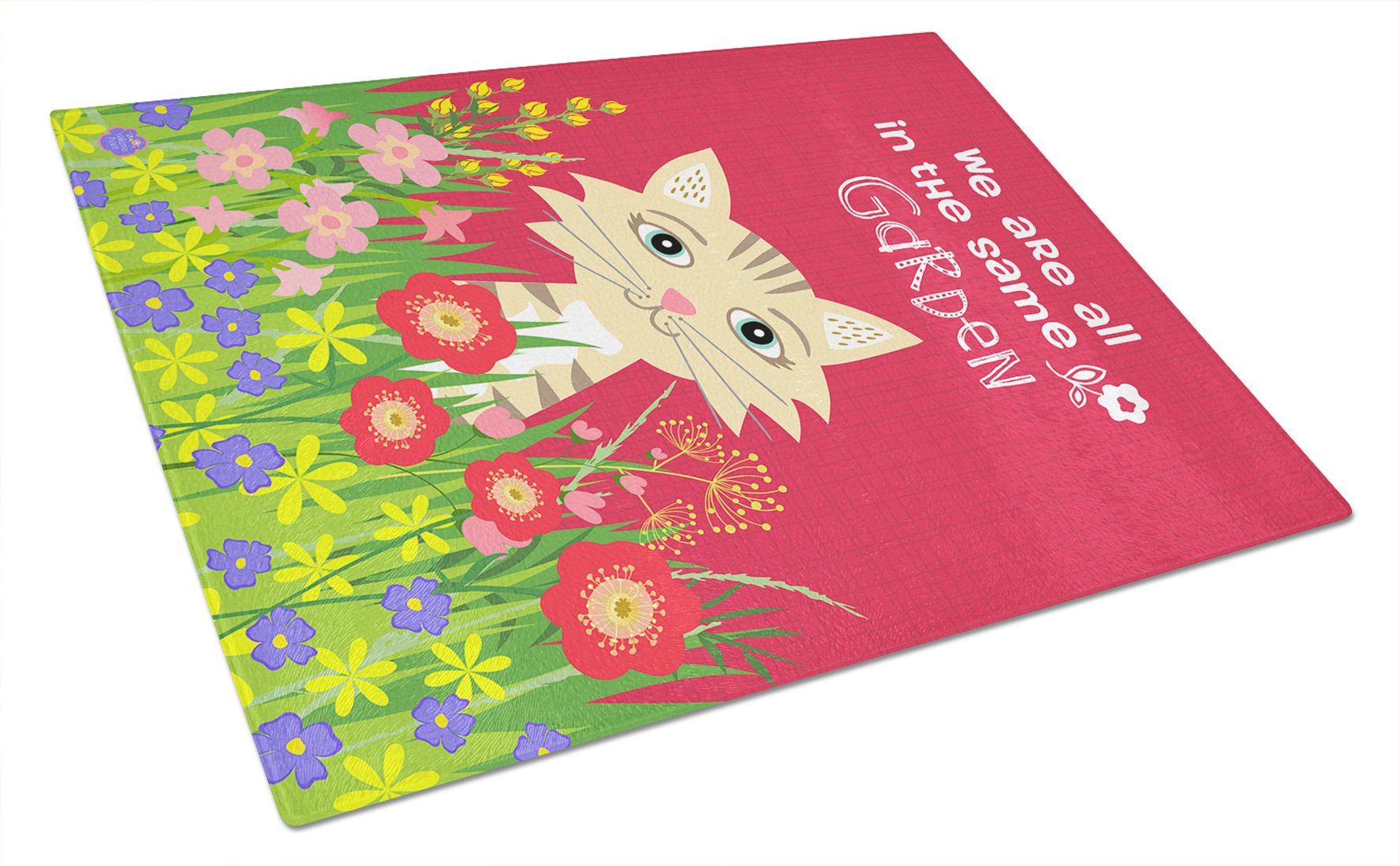 Caroline's Treasures VHA3009LCB Garden Cat Glass Cutting Board Large, Large, Multicolor