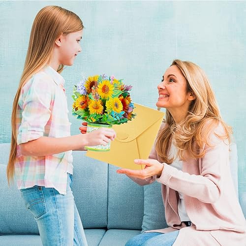 Miniatura 3 de Tarjetas desplegables de papel de clavel, tarjetas de ramo de flores emergentes 3D, tarjeta de felicitación emergente para el día de la madre,