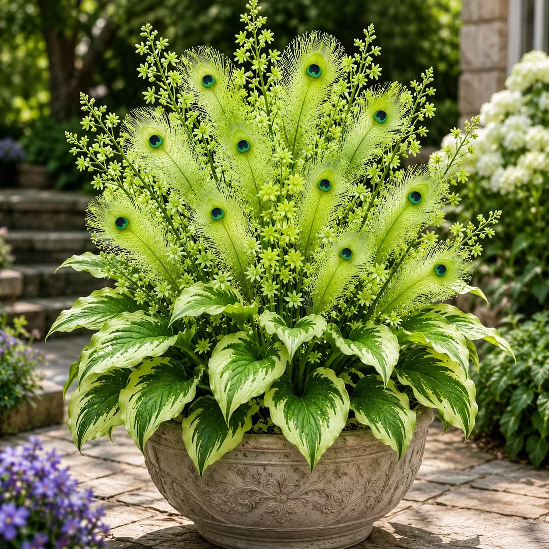 Peacock Flame Hosta, Hardy Low-Maintenance Perennial, Stunning for Woodland Garden Display-10 Bulbs-H