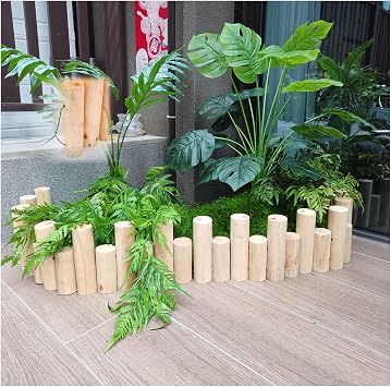 Wooden Outdoor Garden Fence, Courtyard Decorative Fence, Short Wooden Fence, Used for Gardens, Flower Pot Shapes, Farms or Orchards, etc, Height 30cmColorA,SizeW35.4*H5.9-7.9in