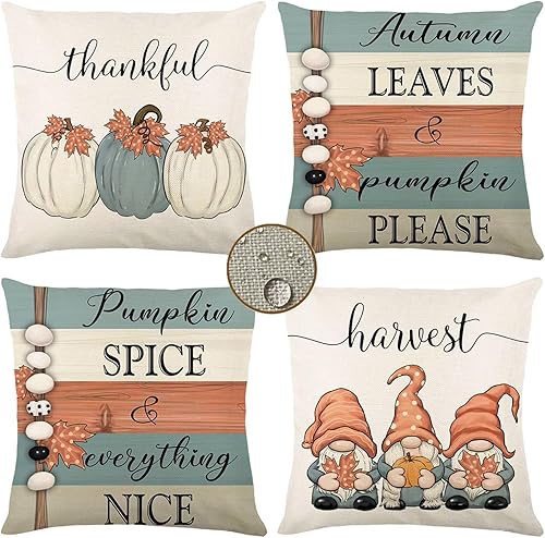 Juego de 4 fundas de almohada impermeables para exteriores, 24 x 24 pulgadas, decoración de granja, fundas decorativas de lino, cojines enanos para