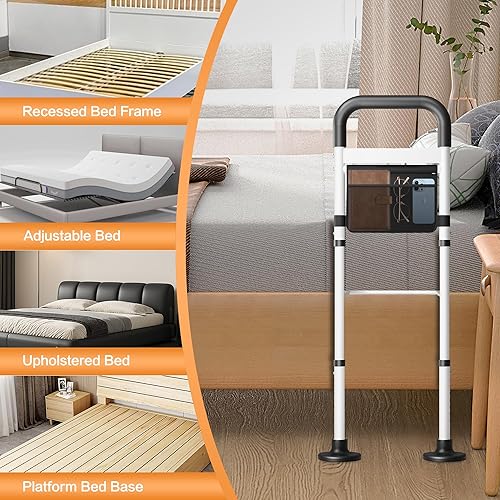 Miniatura 5 de Rieles de cama para adultos mayores, riel de asistencia de cama ajustable aprobado por ASTM para personas mayores, capacidad de peso de 400 libras,