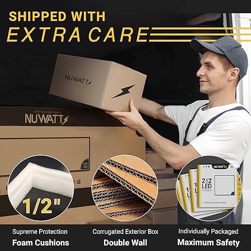 Miniatura 7 de NUWATT Luz LED de panel plano de montaje en superficie cuadrada de 2 x 2 pies, 120-277 V, 3CCT 3000 K/4000 K/5000 K seleccionable, 4000 lm, 40 W,