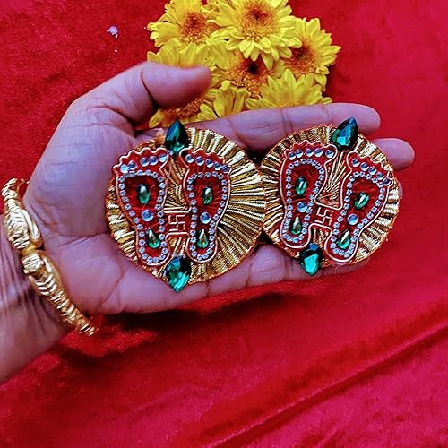 2 pares de pies de acrílico Laxmi, decoración hindú Diwali, Vara Lakshmi Pagh, Pooja Favor, Puja Aarti Kit artículos, shubh Labh, Laksmi Charan, sri